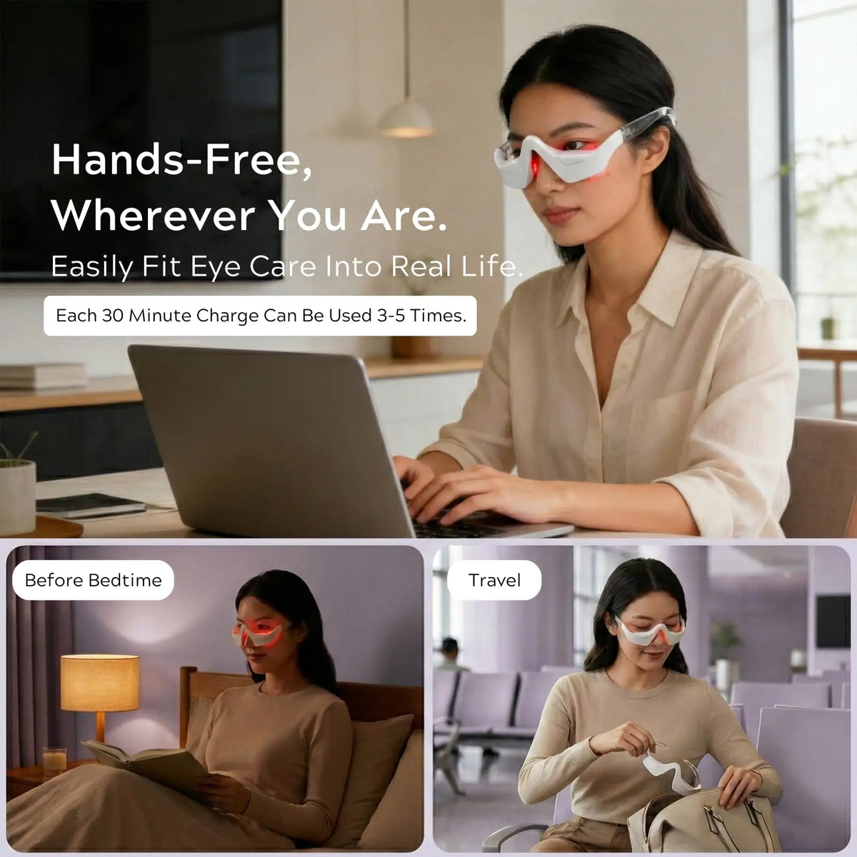 EMS Eye Massager 3D Red Light Eyecare Glasses Dark Circles Puffiness Wrinkles Reduction Eye Fatigue Relaxing Beauty Care Device